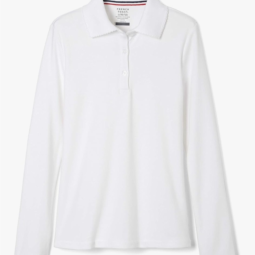 French Toast White Long Sleeve Polo